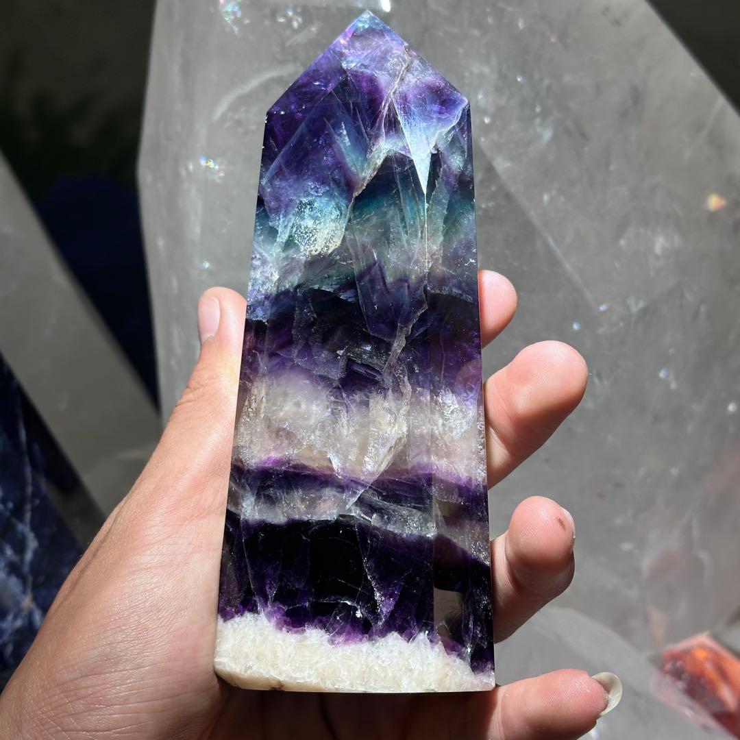 天然石 フェザーフローライトのポイント　置物G.138