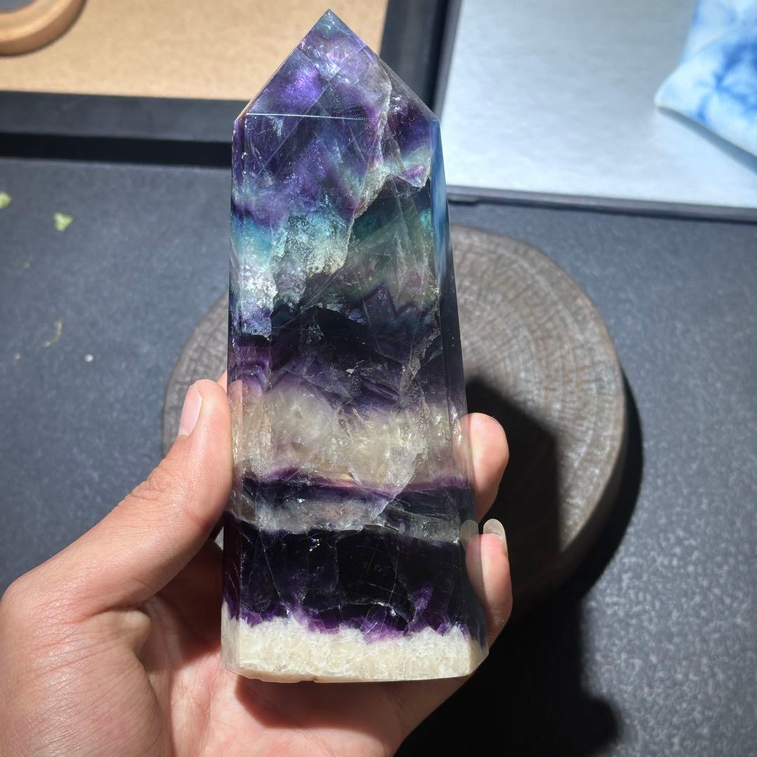 天然石 フェザーフローライトのポイント　置物G.138