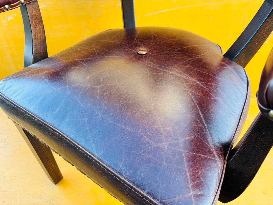 J52★HALO★ハロ ナポレオン ダイニングチェア 本革 英国アンティーク