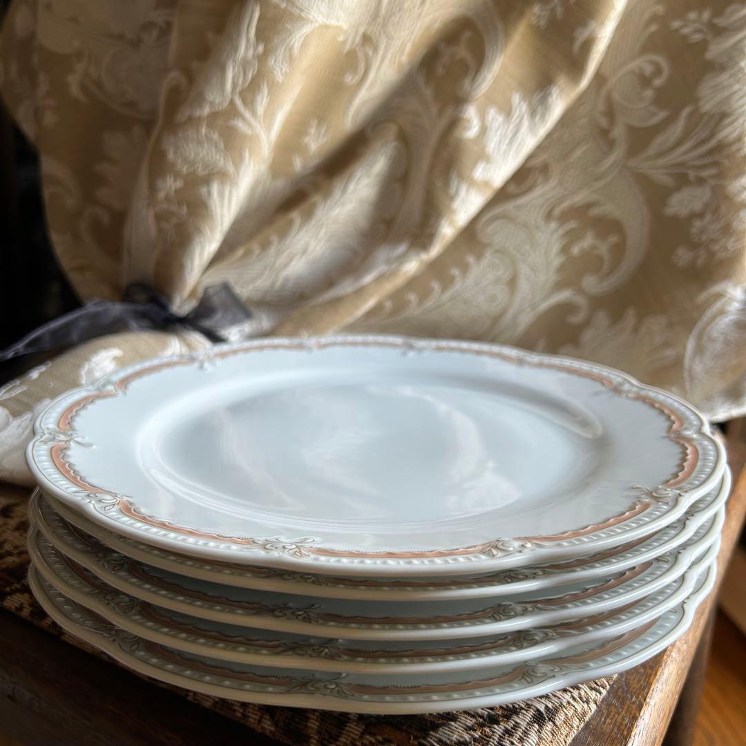 新品ドイツ製 HUTSCHENREUTHER ペールピーチ美しいディナー皿 5枚