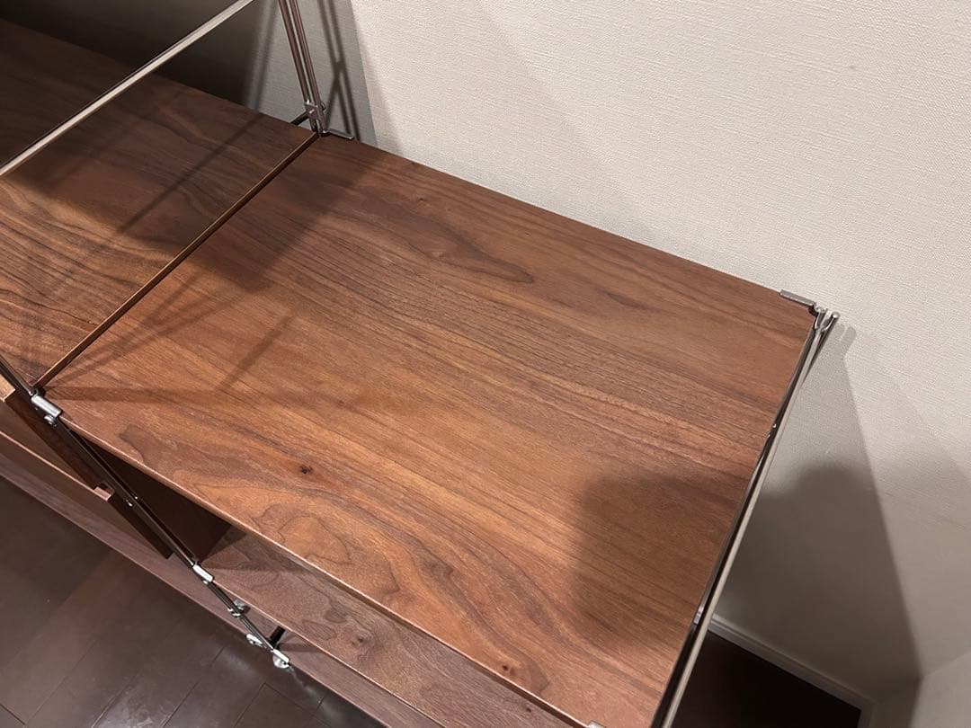 無印良品　ウォールナット スチールラック 2段引き出し付き
