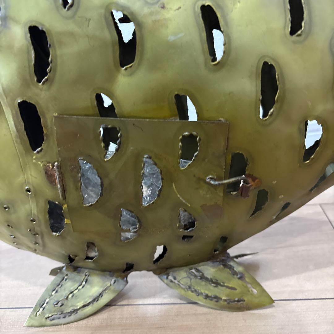 金属製 魚型置物 大型金属魚型懸垂式ろうそくランタン