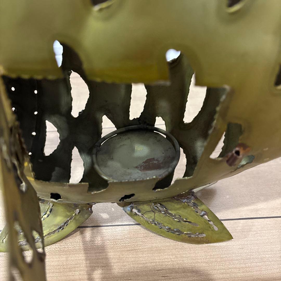 金属製 魚型置物 大型金属魚型懸垂式ろうそくランタン