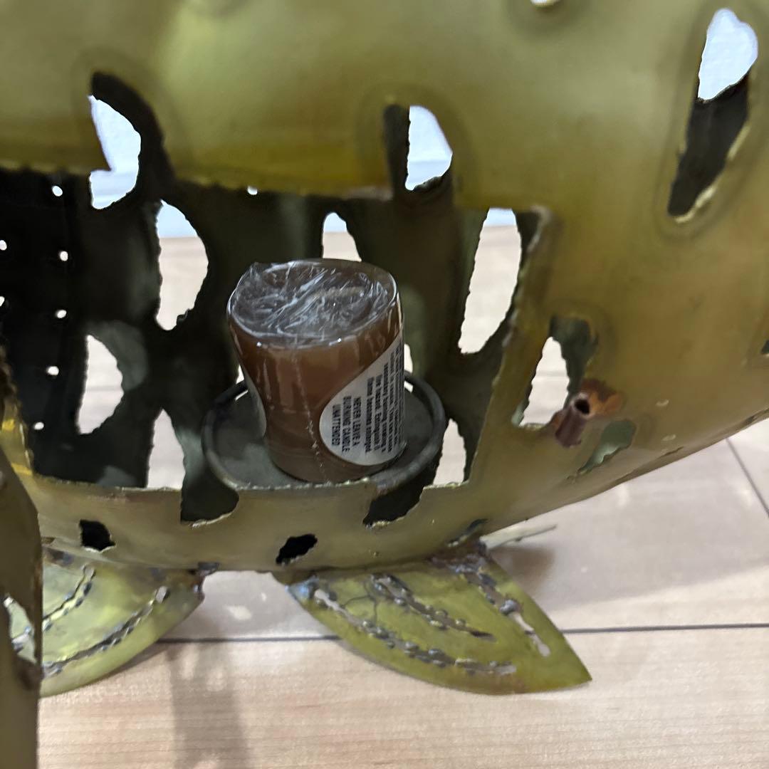 金属製 魚型置物 大型金属魚型懸垂式ろうそくランタン