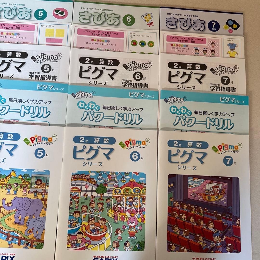 サピックスの通信教育　ピグマキッズクラブ 2024年　2年生　4.5.6.7月