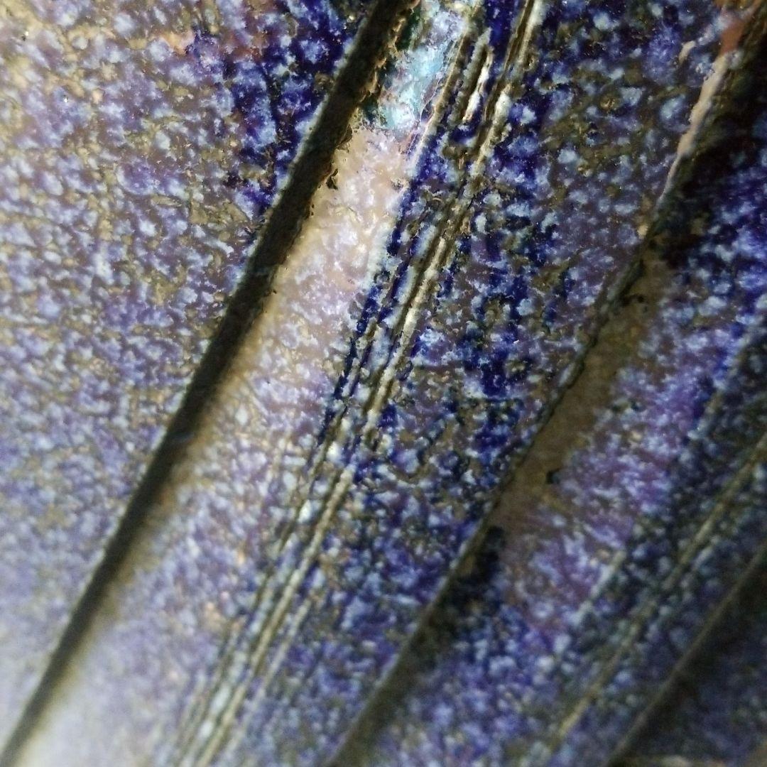 信楽焼　傘立て 青釉斜彫 高さ４７cm