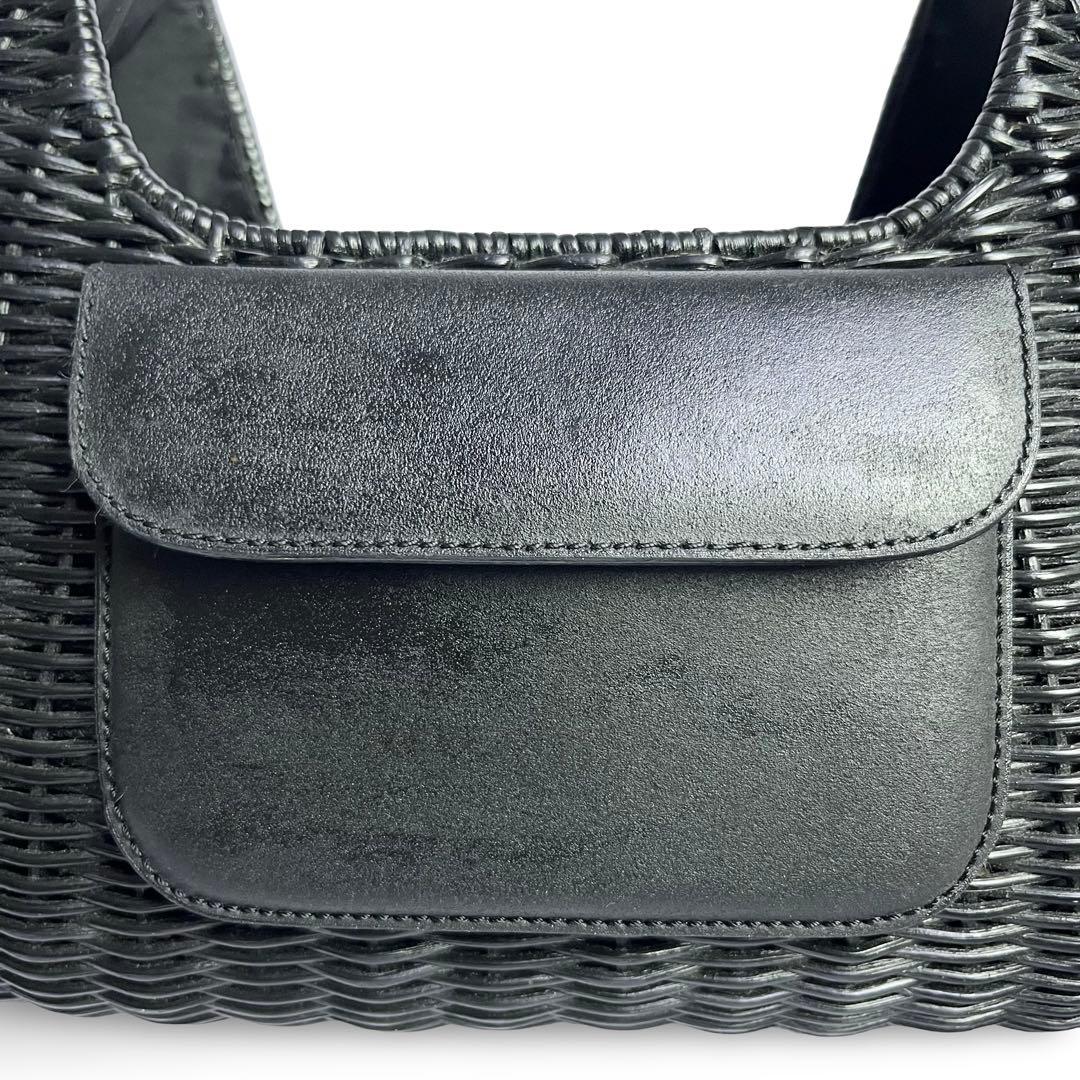 なたけ♪美品✨ポールカ ラタン かごバッグ ハンドバッグ 黒
