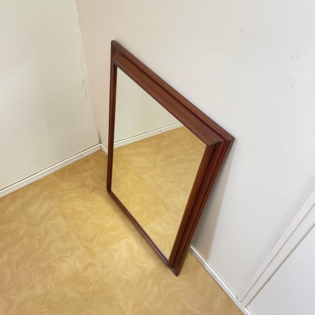 イタリア製 アンティーク調 ウォールミラー 木枠ミラー 鏡 壁掛け 立て掛け