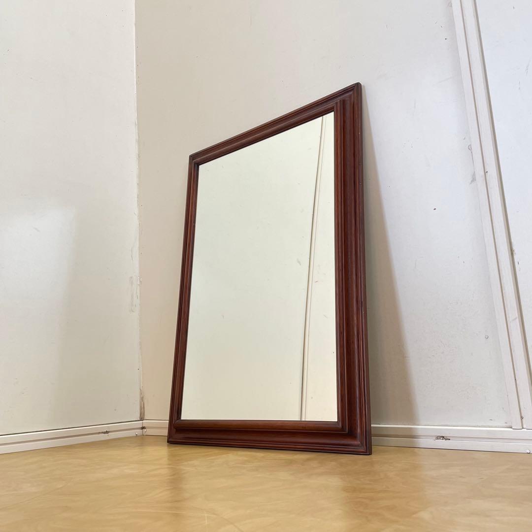 イタリア製 アンティーク調 ウォールミラー 木枠ミラー 鏡 壁掛け 立て掛け