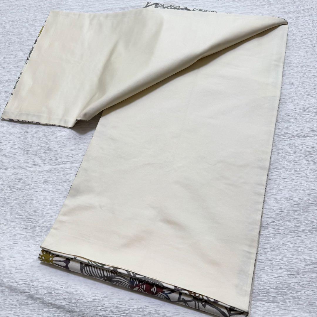 m-81 本場結城紬 紅型 正絹 袋帯 証紙付き