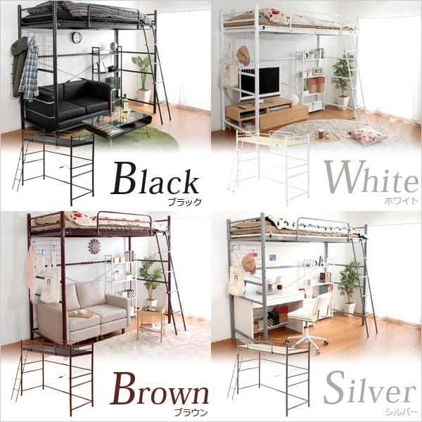 高さ調整可能な極太パイプ ロフトベット シングル