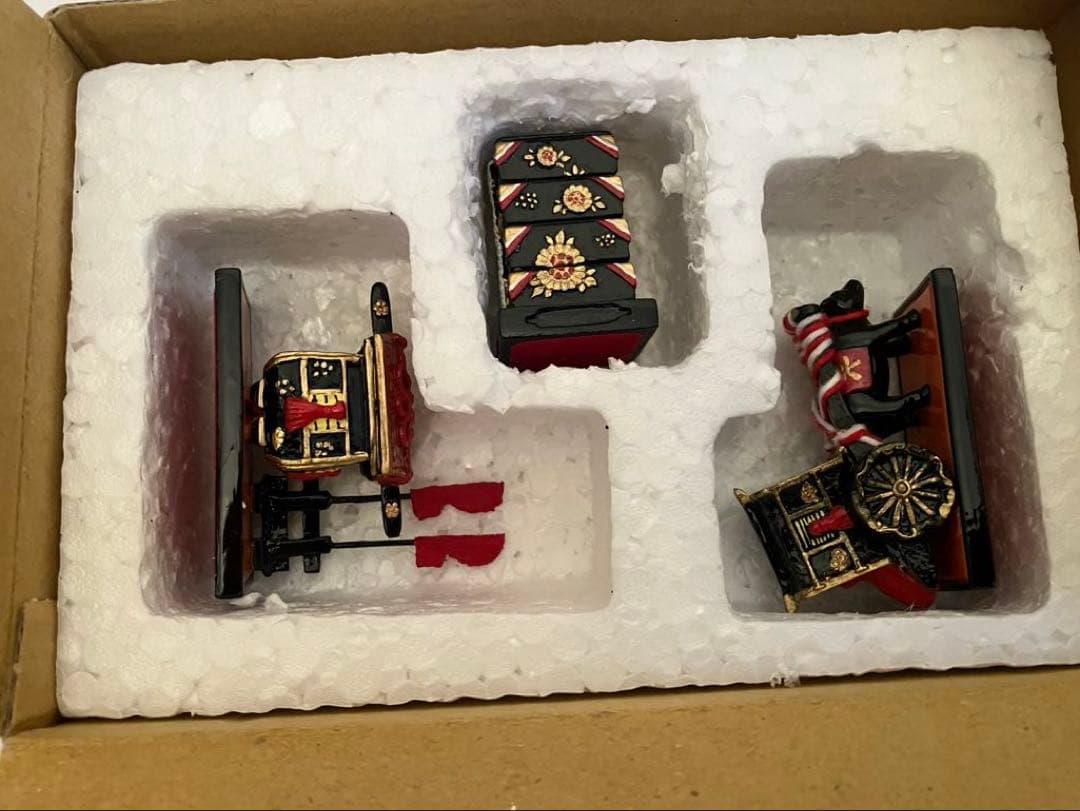 雛人形 ミニ ひな人形 3段飾り京春雛 木製三段十人飾り 茶　ケース付き