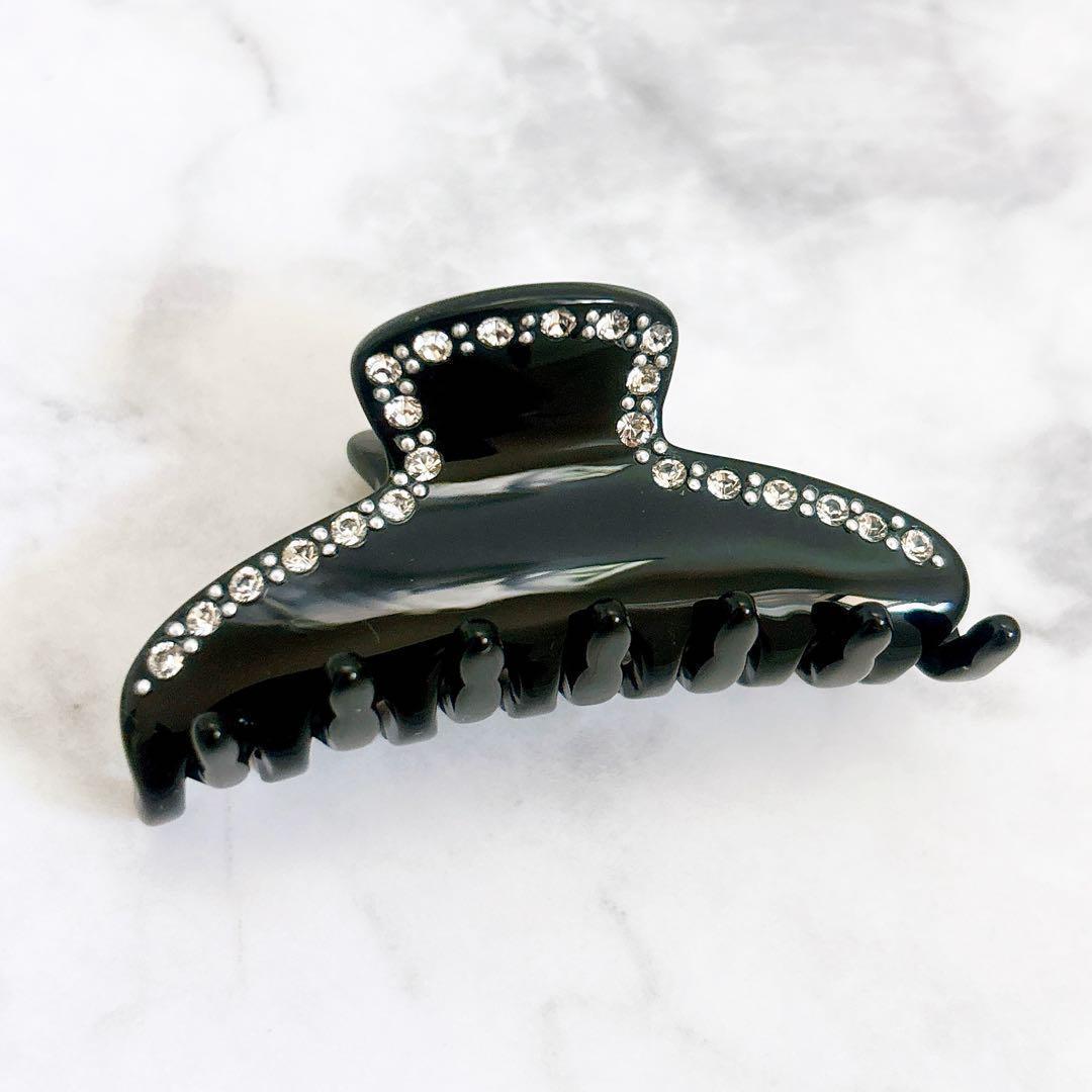 美品 Alexandre De Paris スワロフスキー ミニヘアクリップ 黒
