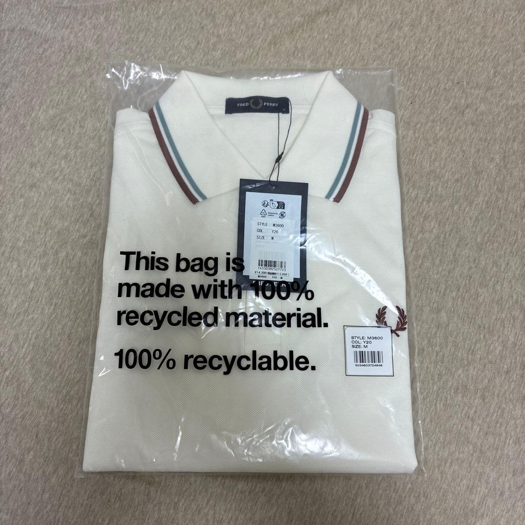 FRED PERRY M3600 白ポロシャツMサイズユニセックス