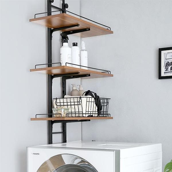 売れてます！！突っ張り ランドリーラック 洗濯機ラック【ウォールナット】