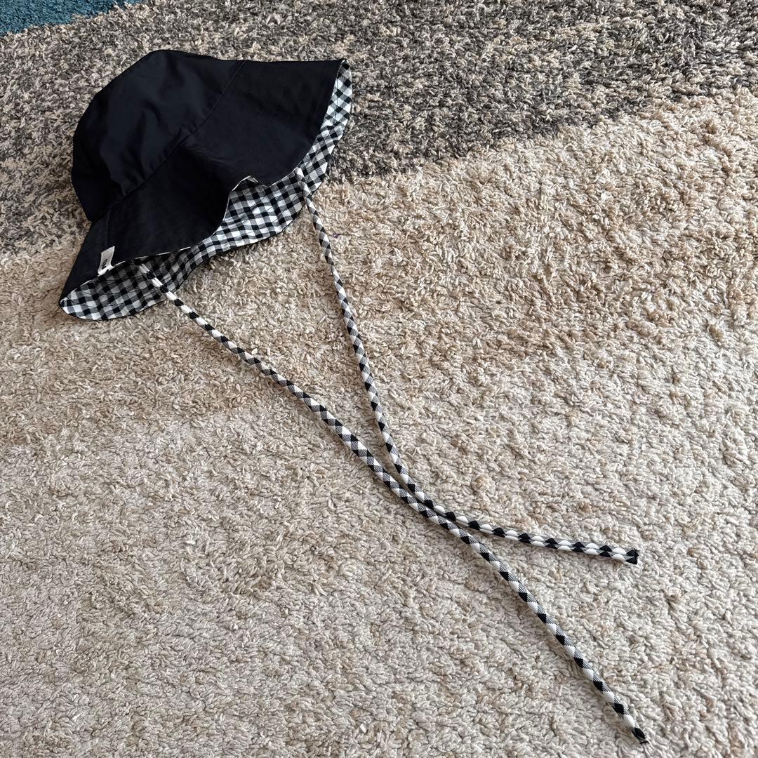 アウトドアハット ブラック ギンガムチェック