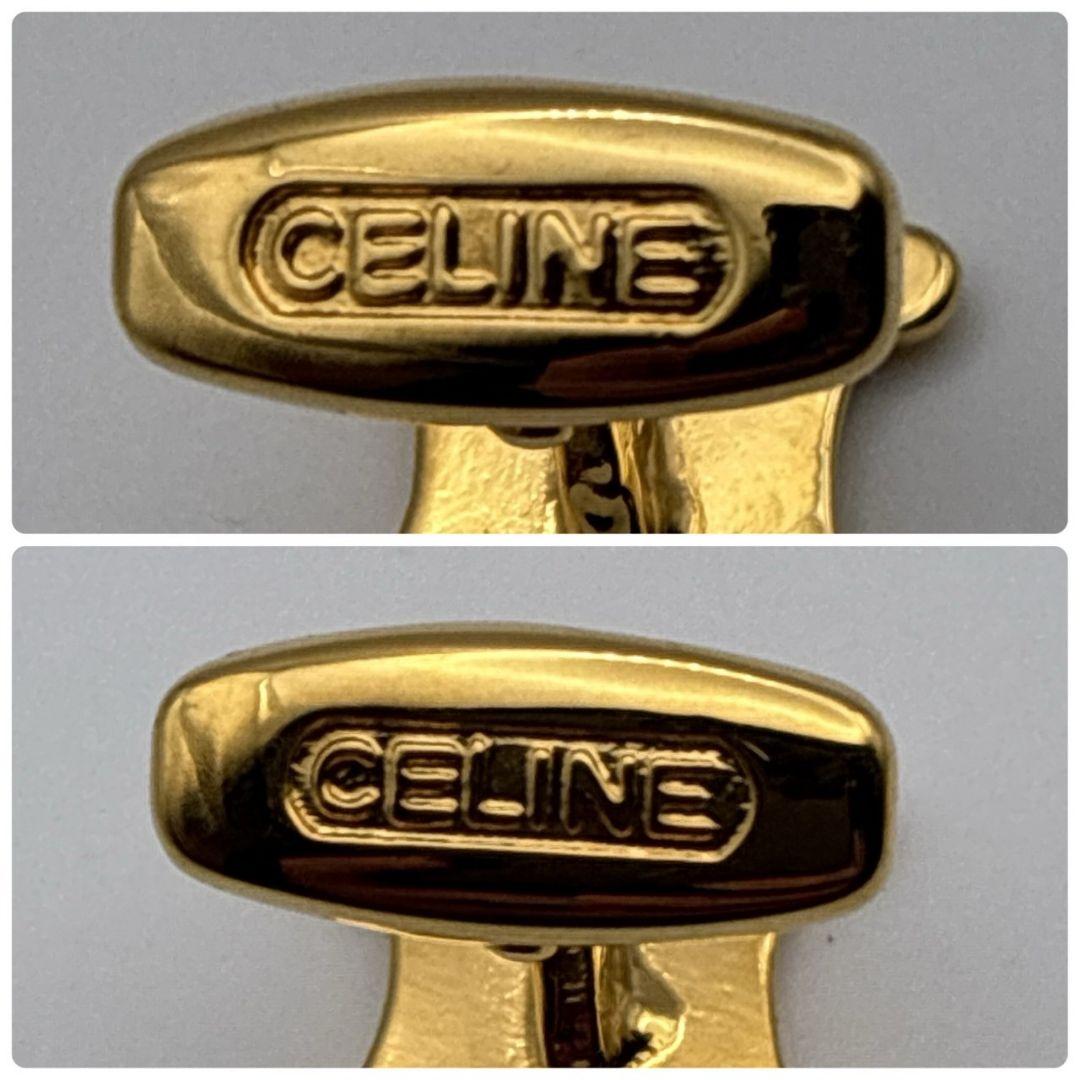 【美品】CELINE カフス カフリンクス タイピン トリオンフ マカダム 金色