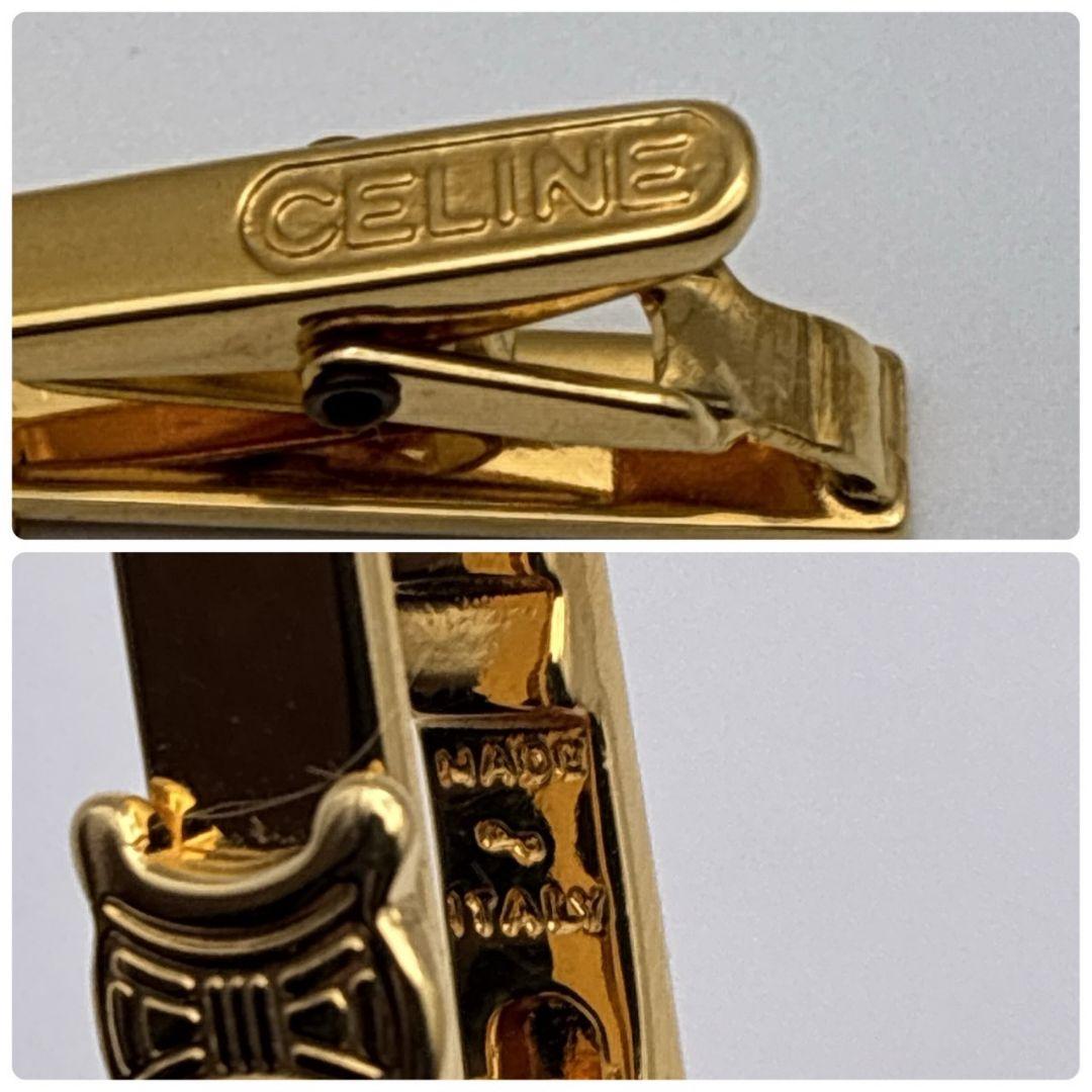 【美品】CELINE カフス カフリンクス タイピン トリオンフ マカダム 金色