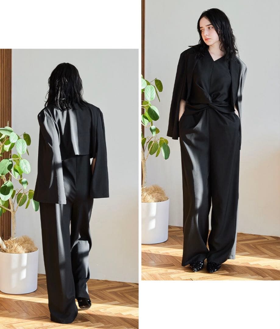 ニアナ　ブラック　プラクティカルショートジャケットセットアップ 2点セット