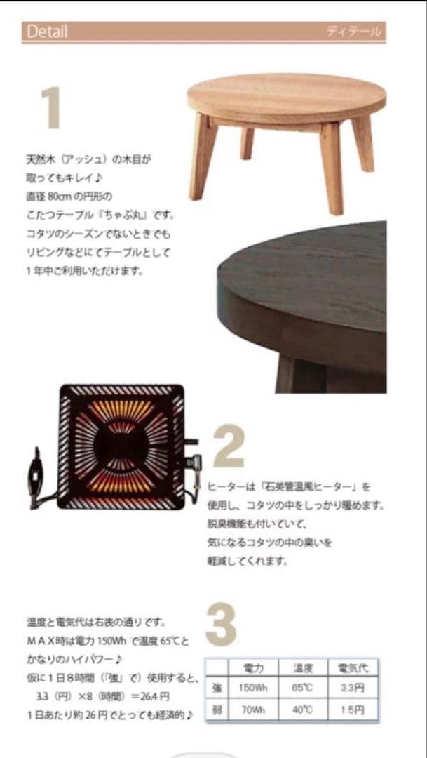 新品　こたつ　ちゃぶ丸　難あり　激安 おしゃれ 直径80cm