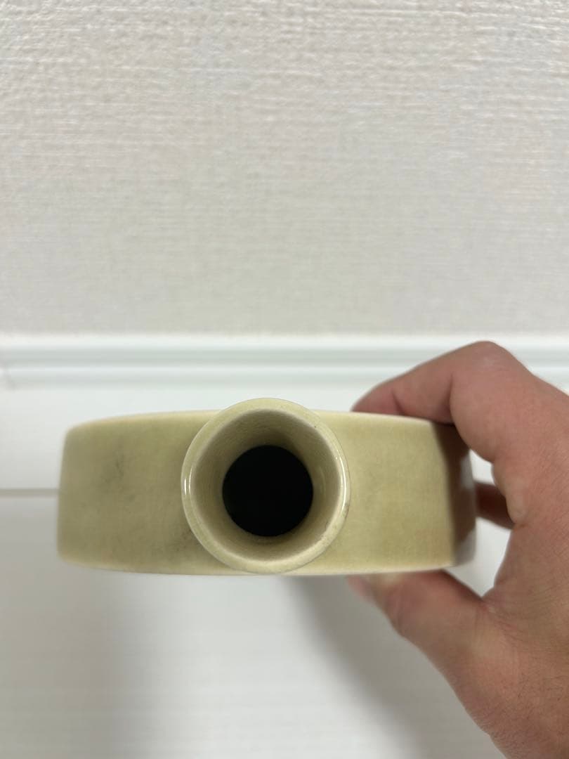 円形陶器花瓶 動物模様 幾何学模様