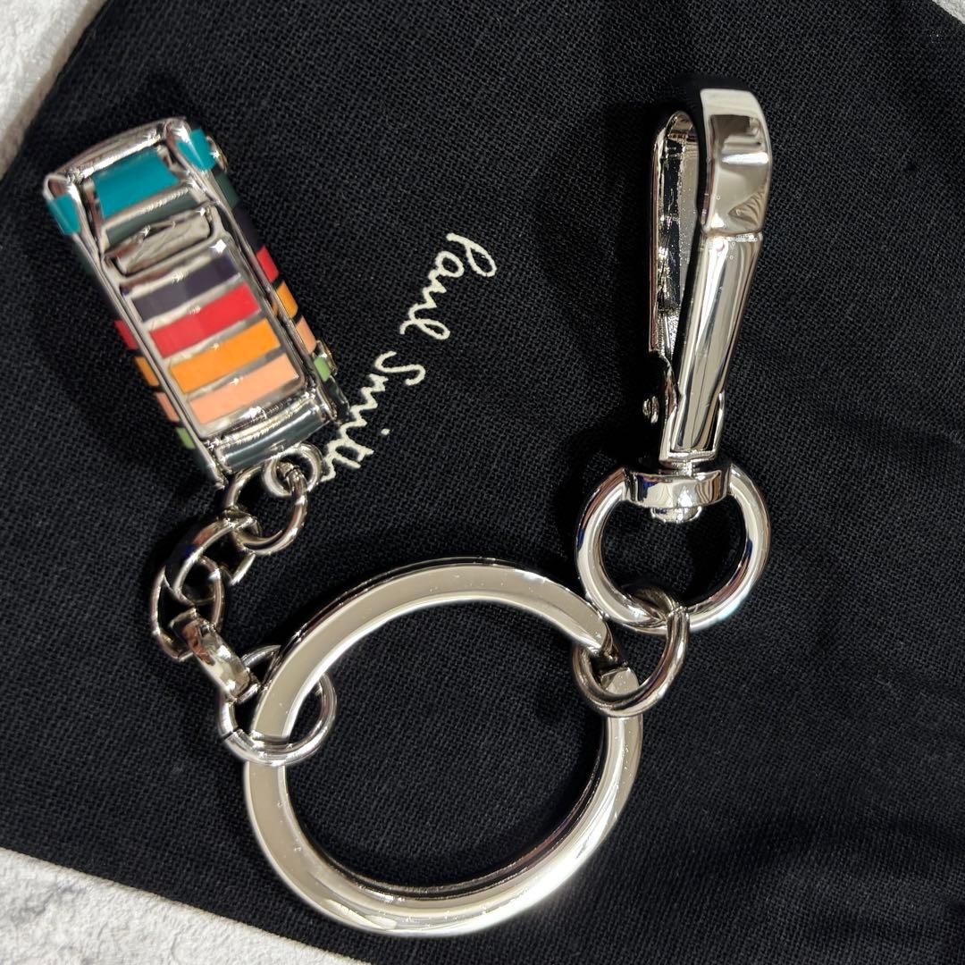 【美品】 Paul Smith ミニクーパー キーリング マルチストライプ