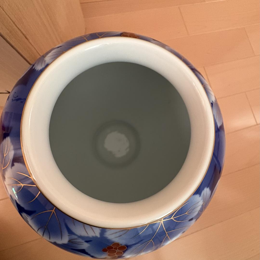 深川製磁 花瓶 瑠璃葡萄 花器 木箱付き 呉須ブドー F型9号花生