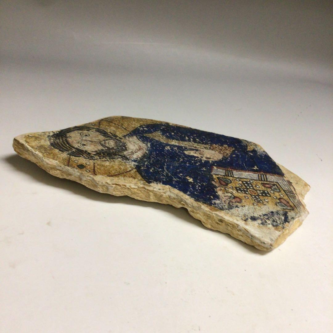 ★ロシア正教 古代のキリスト肖像画の石片 イコン 石画