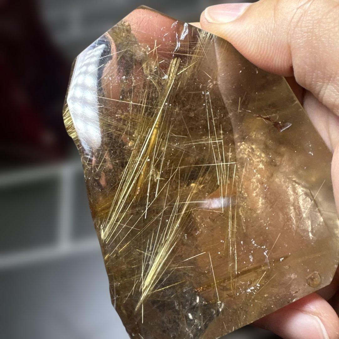 高品質ゴールドルチルポイント 195g 金運 開運 原石