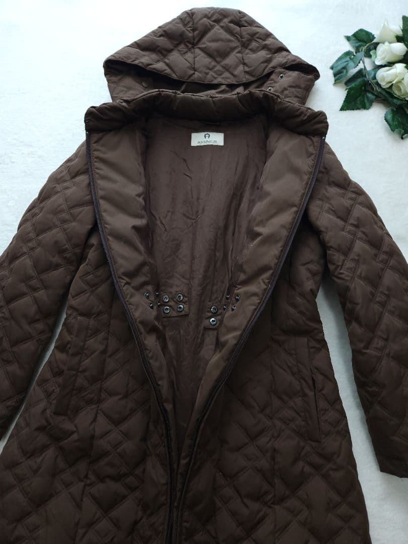 AIGNER 美品 高級ロングコート フード*着脱可能