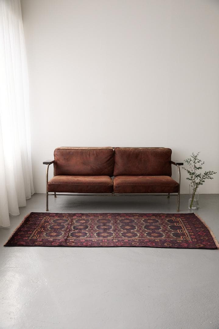 ヴィンテージラグ　トライバルラグ　バルーチ族（198×107cm）黒　紺　赤