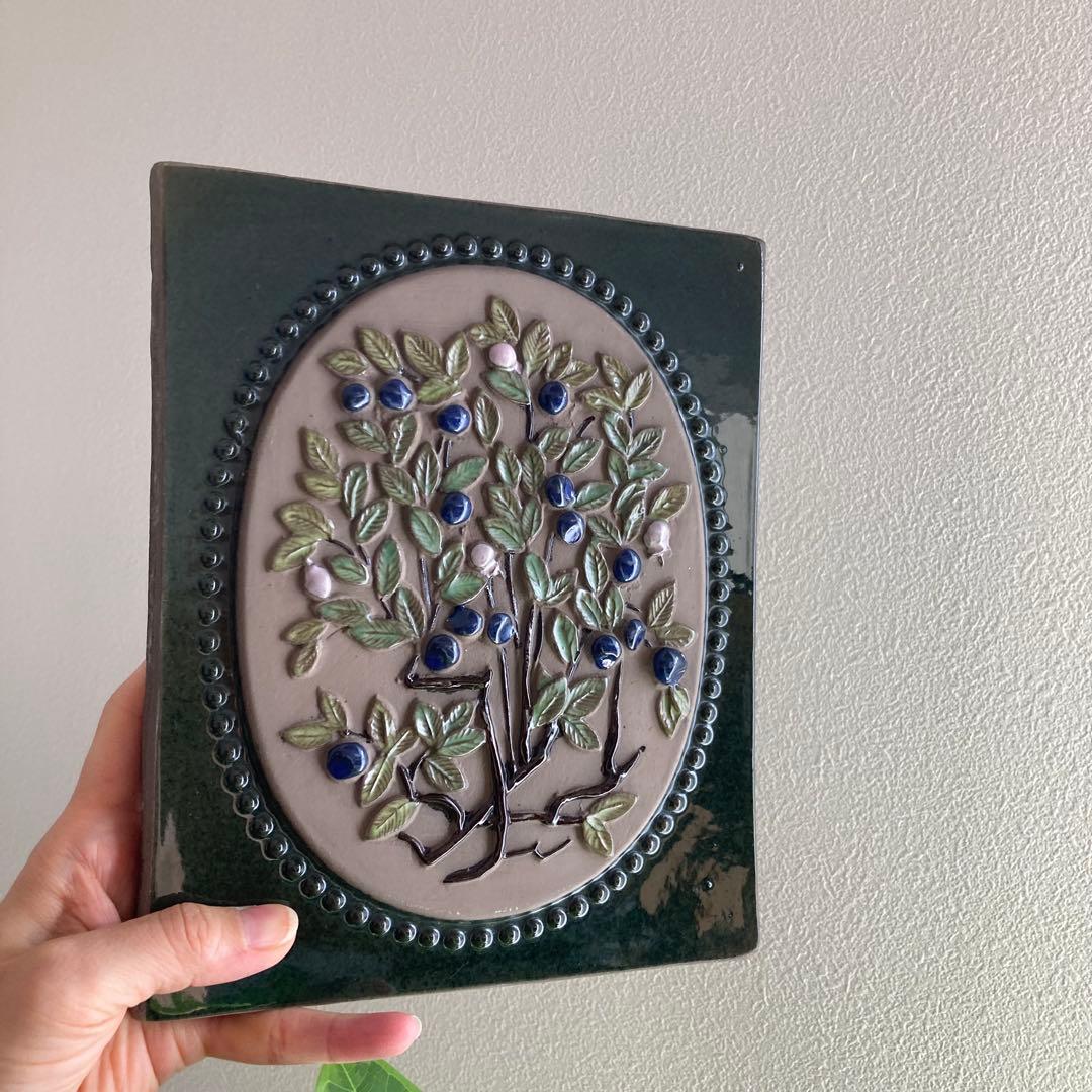 北欧ヴィンテージ JIE 希少な大サイズ　ブルーベリーの陶板