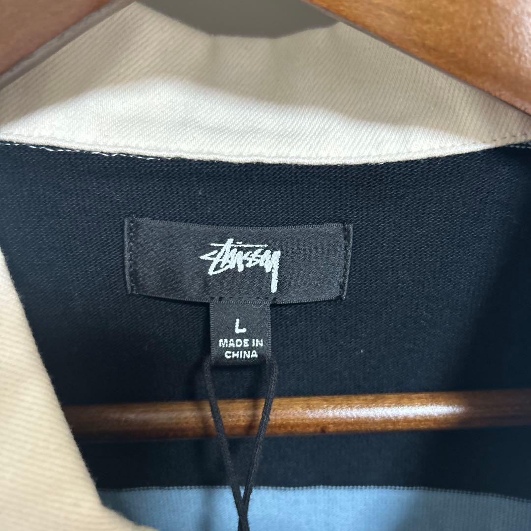 お*ぎ様 【最終値下げ】STUSSY BIG STRIPE RUGBY Lサイズ