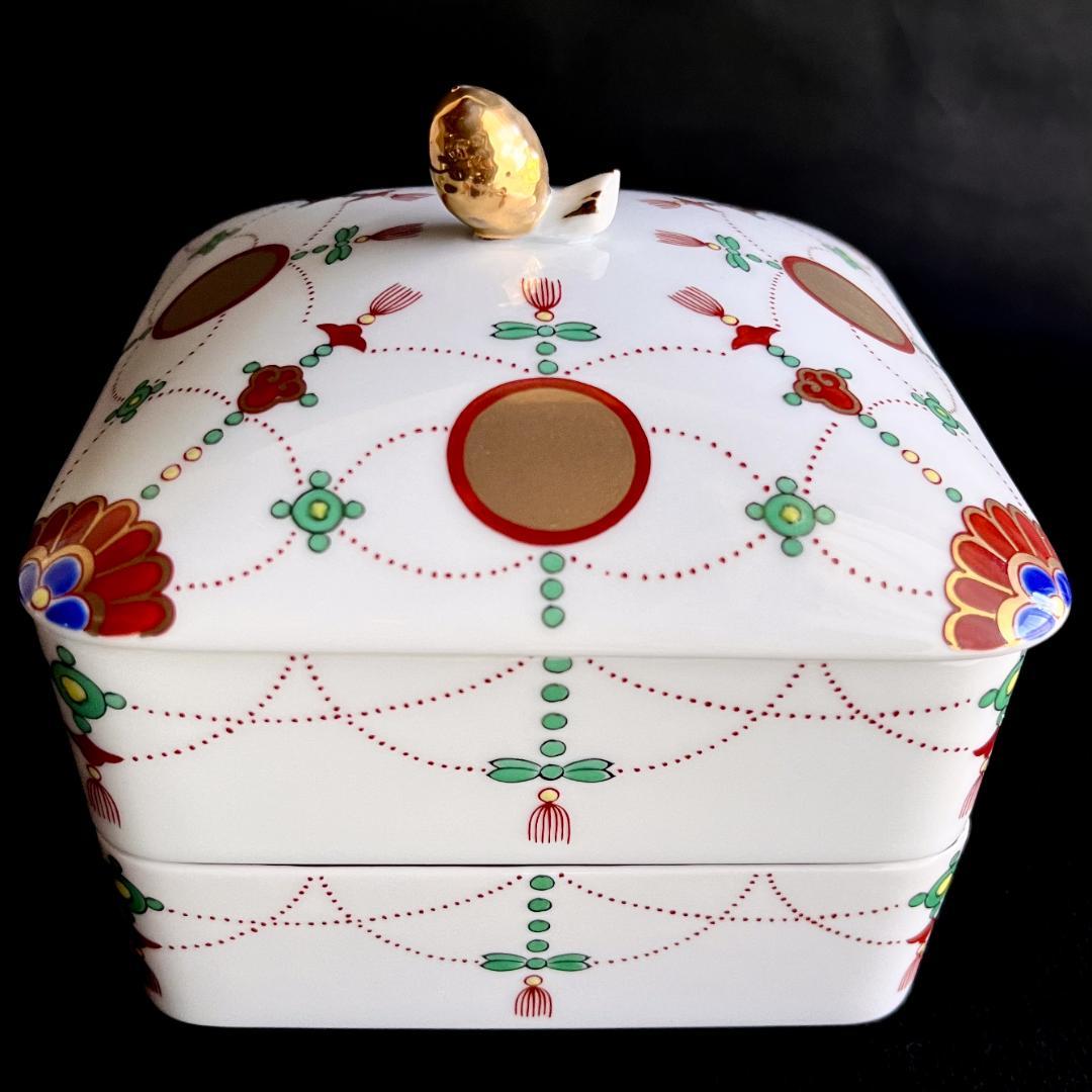 『期間限定値引き』★新品未使用　超美品★ 錦日輪赤玉瓔珞文【角二段重】　其泉窯