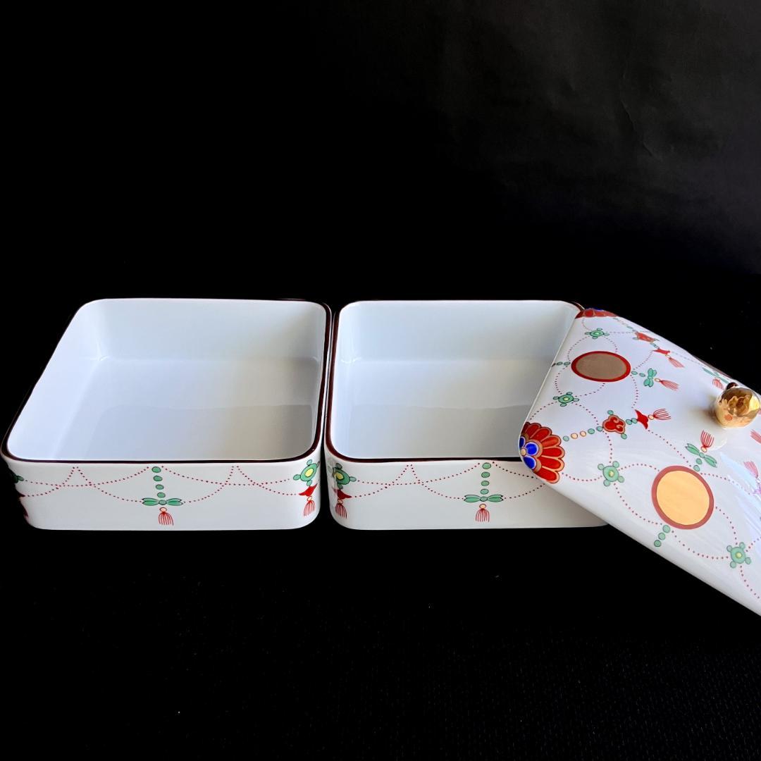 『期間限定値引き』★新品未使用　超美品★ 錦日輪赤玉瓔珞文【角二段重】　其泉窯