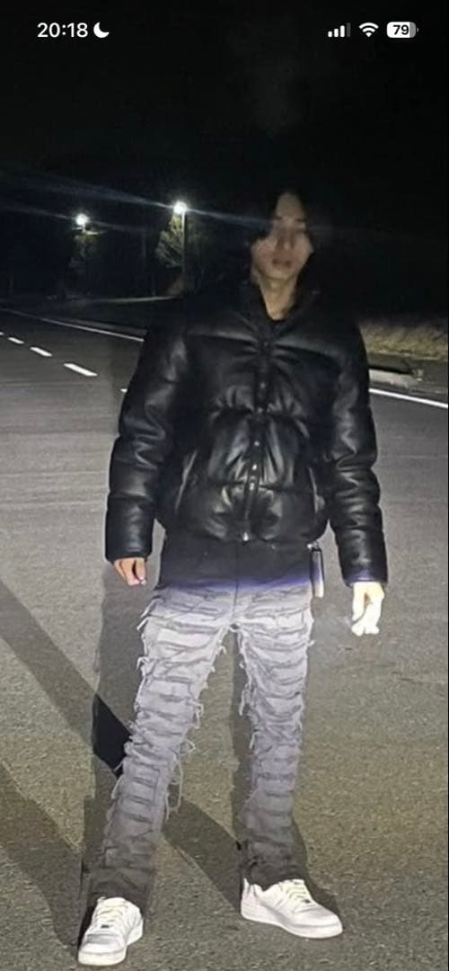 WAIMEA ブラック ダメージスリムジーンズ　30