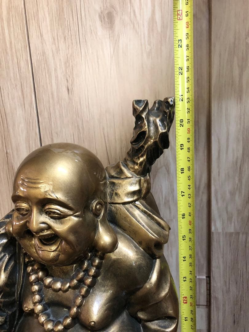 七福神　高さ約53.6センチ　ゴールドカラーの笑顔が素敵な布袋さん　【匿名配送】