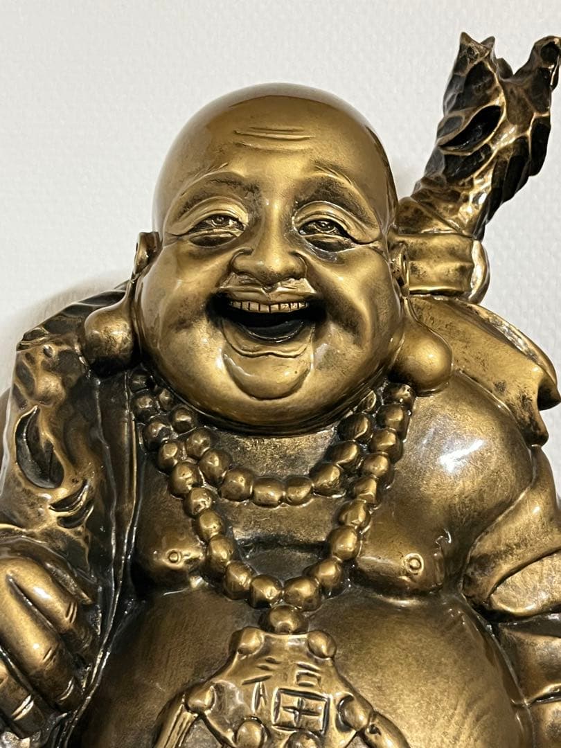 七福神　高さ約53.6センチ　ゴールドカラーの笑顔が素敵な布袋さん　【匿名配送】