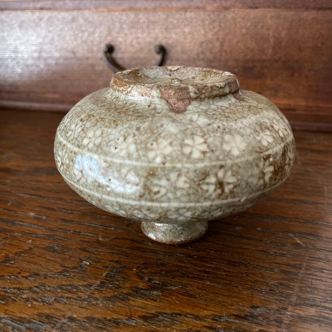油壺　油壷　江戸後期 古瀬戸系 灰釉貫入 民藝 古道具 一輪挿し