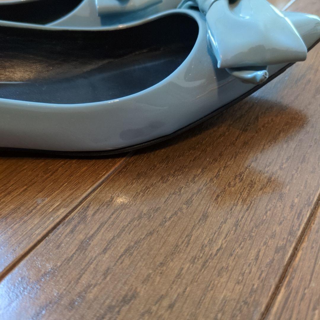 GUCCI リボン付きライトブルーフラットシューズ 35