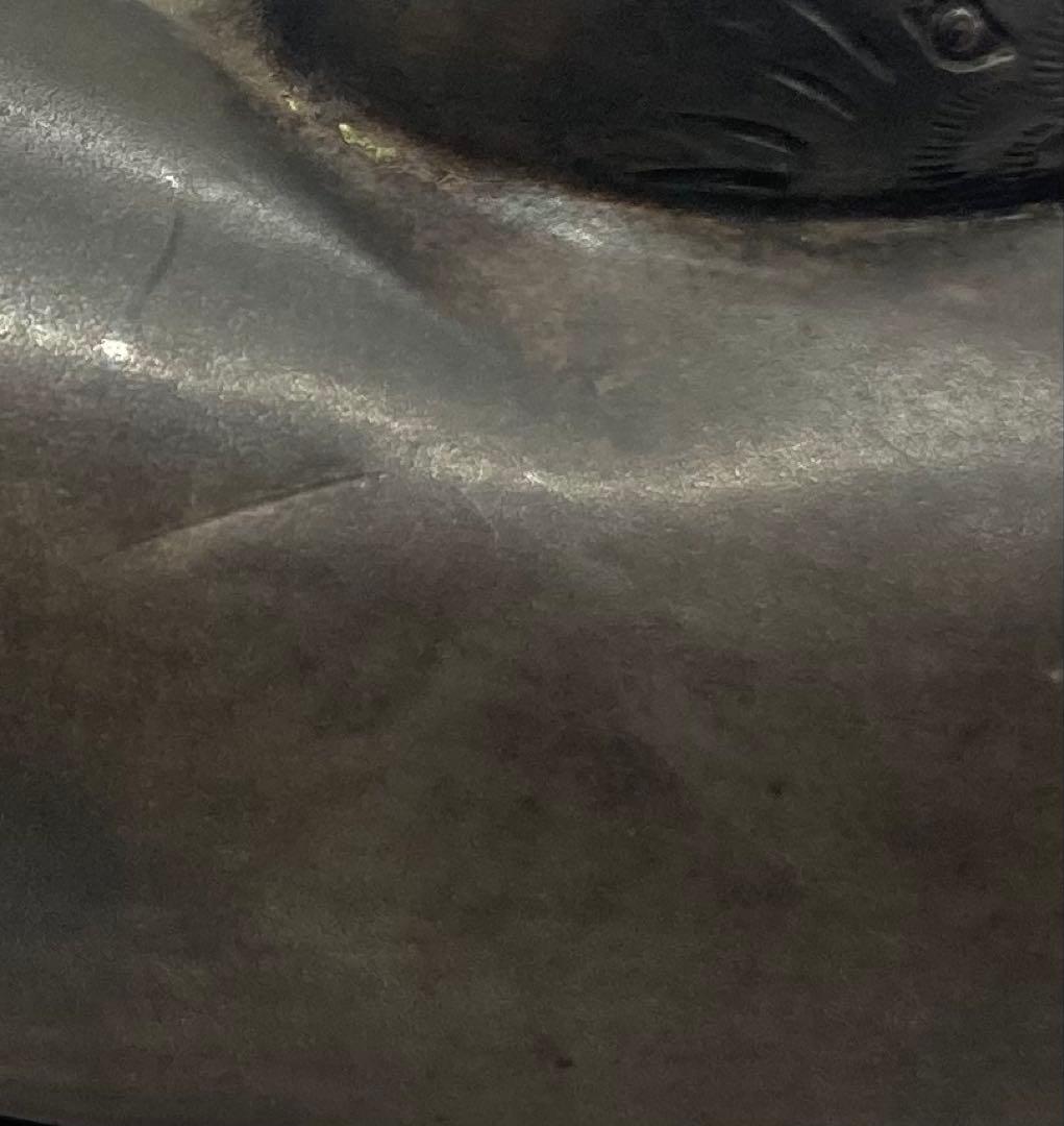 B491s 岡野利光造 鶴亀香合　純銀製　京都　共箱　茶道具　香道具　金工師