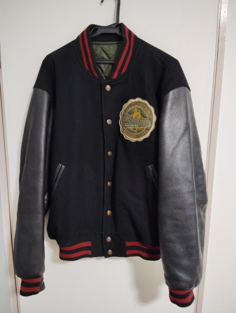 送料込み★ABAHOUSEアバハウス　袖革　スタジャンブラック良好sizeL相当