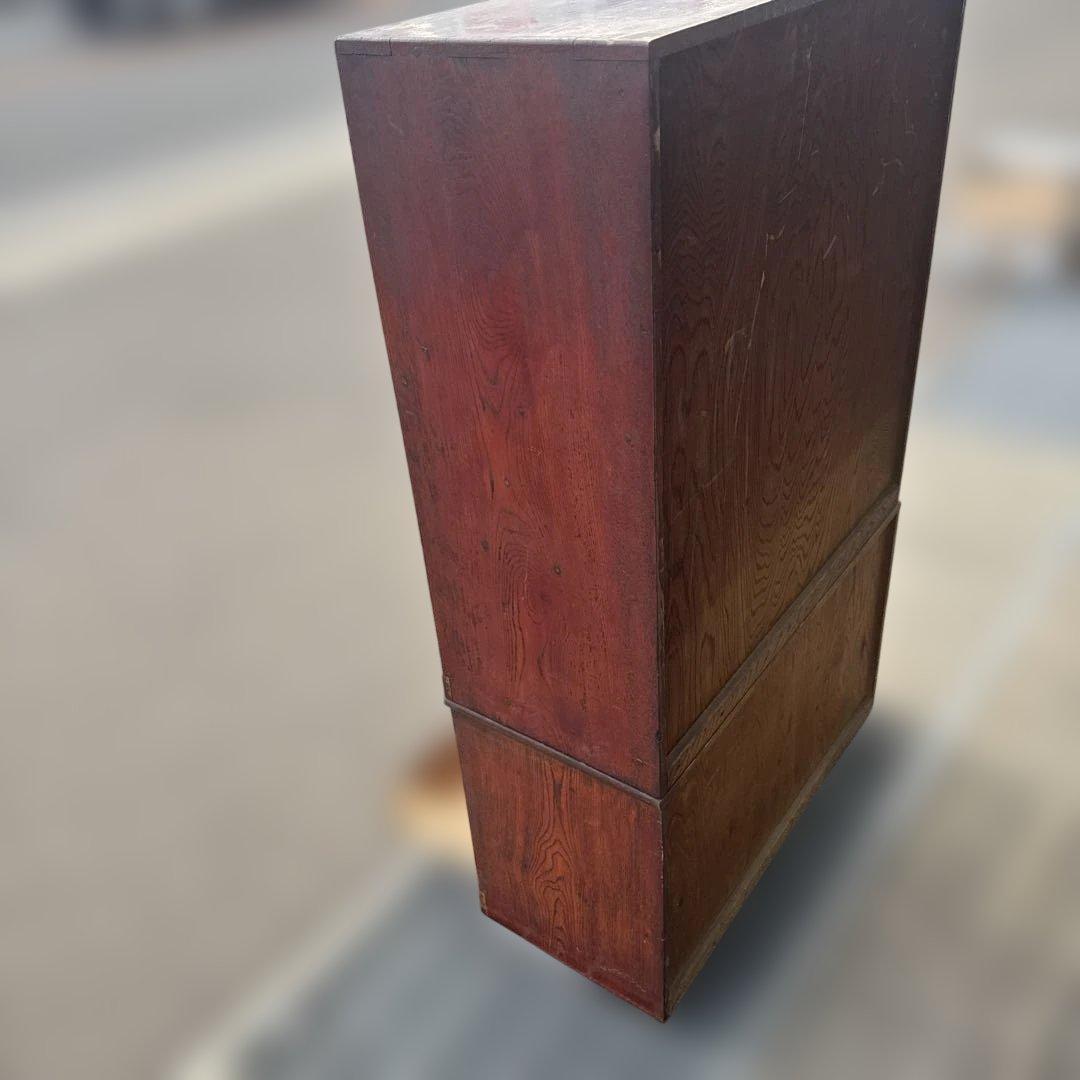 m*k様 昭和レトロ　茶箪笥　木製キャビネット 赤褐色 ガラス扉付き
