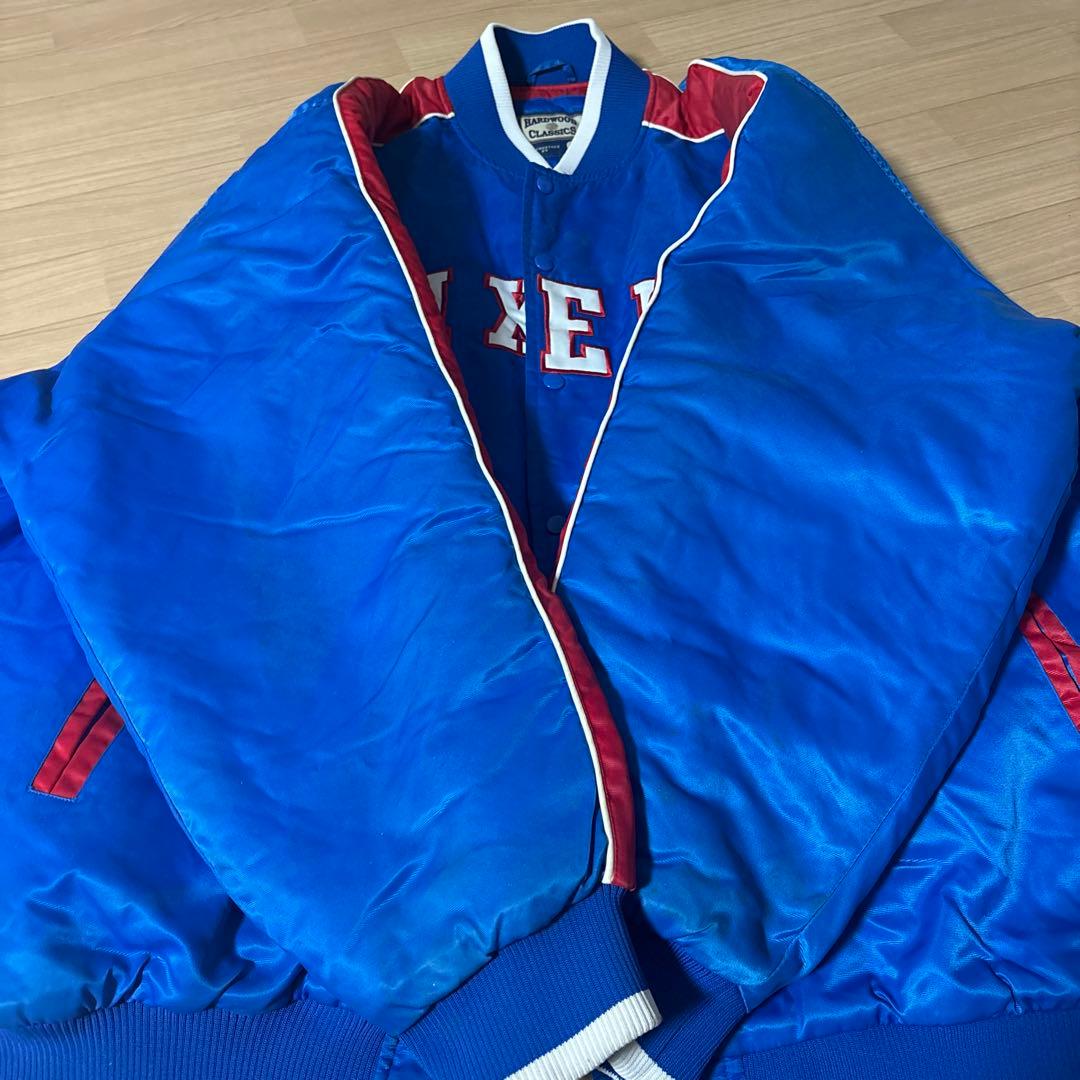 【NBA】76ers 刺繍 中綿 スタジャン ブルゾン XXL 青 希少サイズ