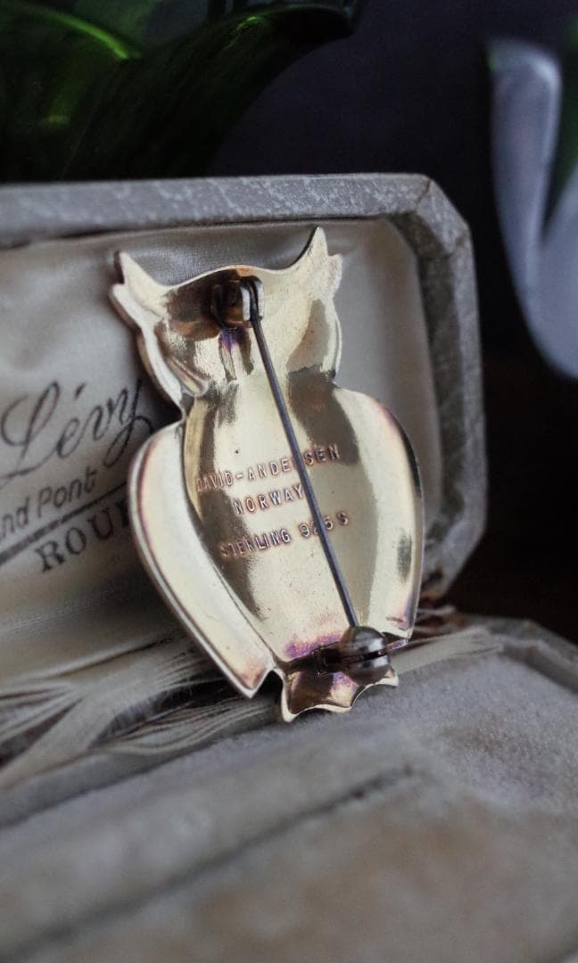 Norway＊北欧ヴィンテージシルバーブローチ＊ゴールドフクロウ＊アンティーク