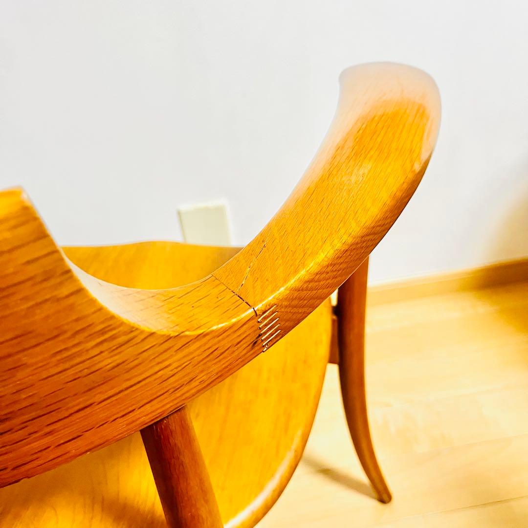 【美品】飛騨産業 HIDA クレセントアームチェア ウォールナット キツツキ②