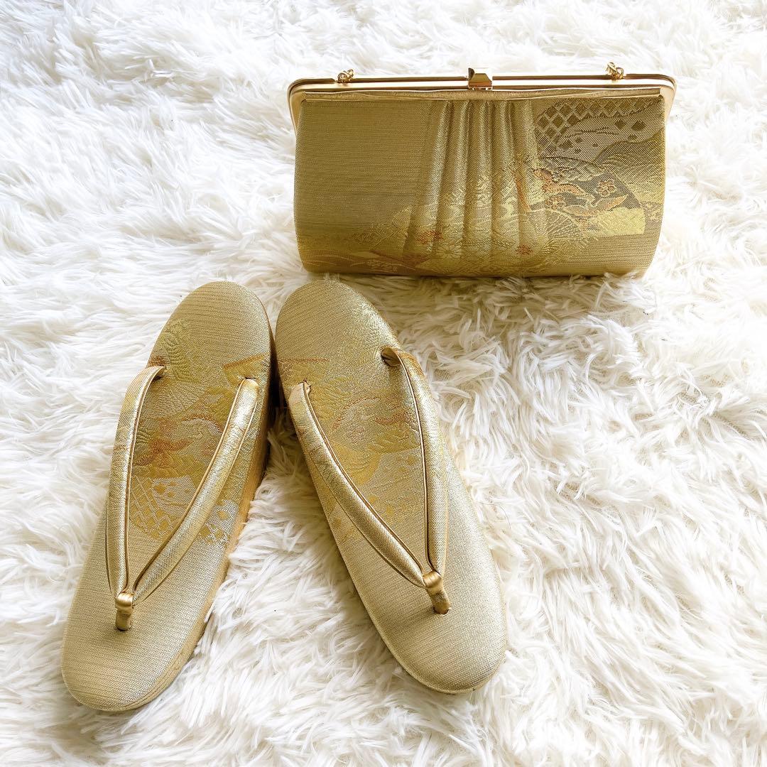 極美品✨和装　草履バッグセット　金糸豪華織物礼装用 Mサイズ フォーマル