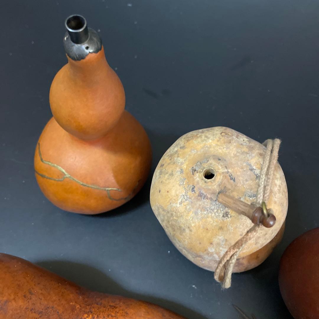 時代物　瓢箪水筒　ひょうたん　お茶入れ　銀口　茶道具　まとめて