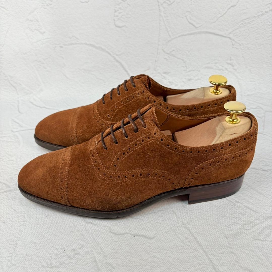 【美品】ヤンコ クウォーターブローグ 内羽根 スエード 茶 5 スペイン