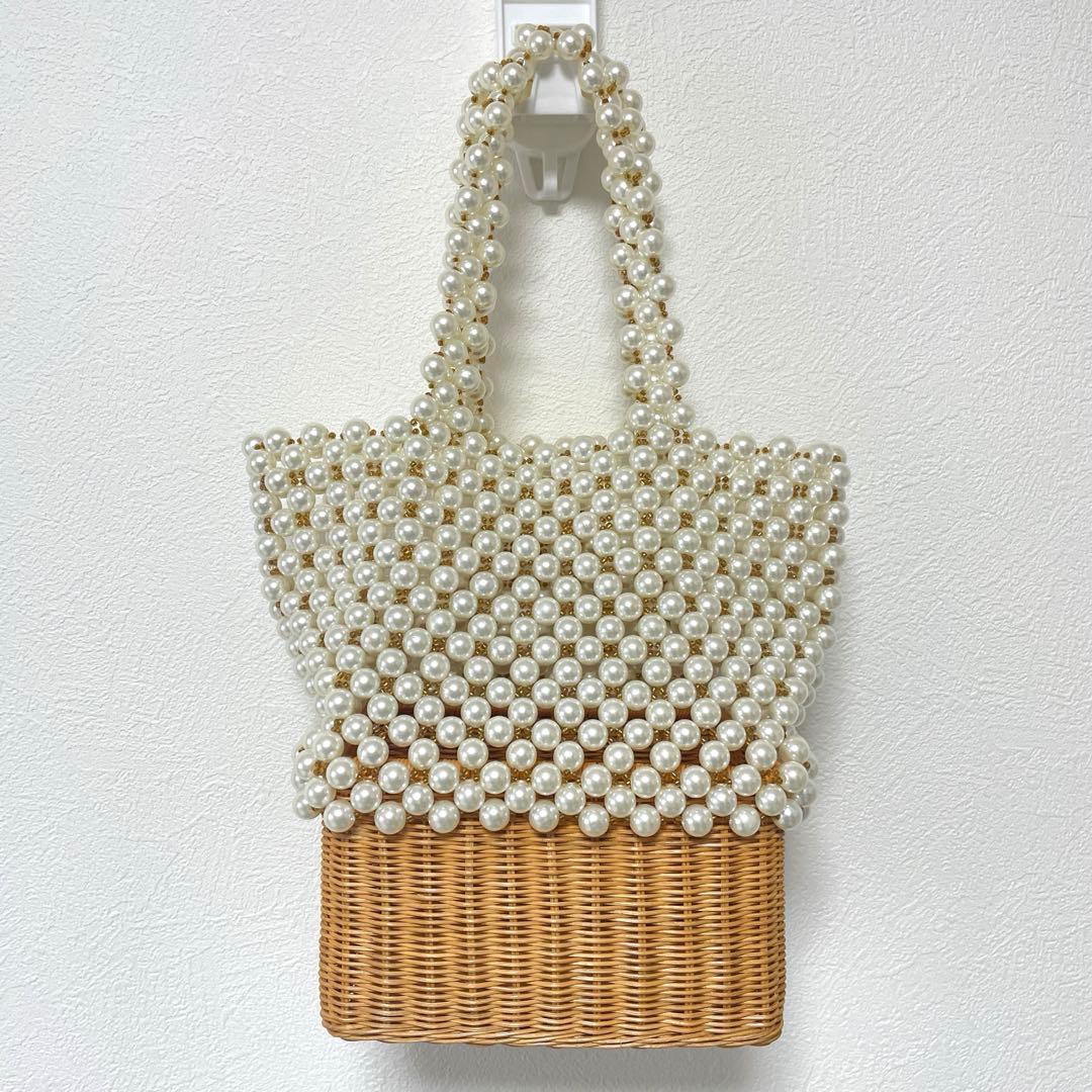 SEVEN TEN セブンテン パール ラタン バッグ かごバッグ